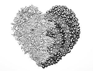 Coffee and tea heart symbol