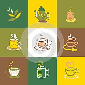 Coffee and tea icons Set and Signs