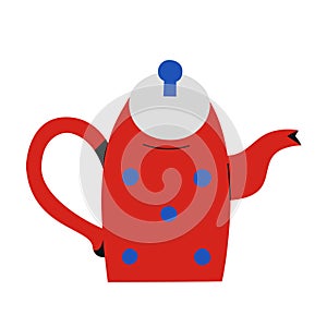 Coffee or tea pot, ceramic crockery for serving tea or coffee, hand drawn vector illustration, isolated colored icon