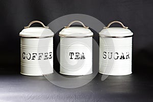 Coffee, tea and sugar canisters