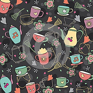 Coffee and tea wallpaper design