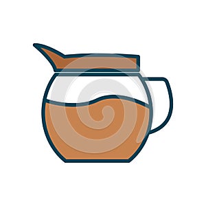 Coffee teapot lineal color icon on white background. Editable stroke