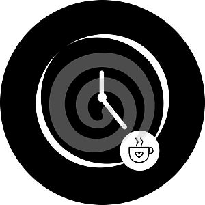 Coffee time, clock, watch  black circle icon. Concept of UI design elements. Digital countdown app, user interface kit, mobile cl