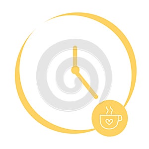 Coffee time, clock, watch icon. Concept of UI design elements. Digital countdown app, user interface kit, mobile clock interface.