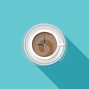 Coffee Time Concept With Cup And Abstract Clock
