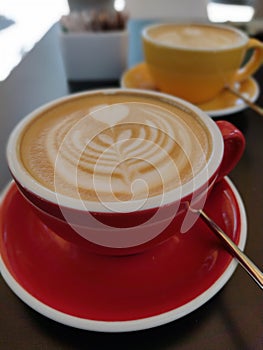 Coffee time, cup of coffee in a café in Varna (Bulgaria, EU)