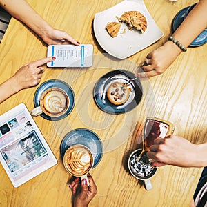 Coffee Time Friends Socialize Enjoyment Concept photo