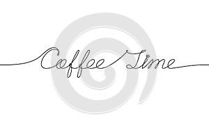 COFFEE TIME handwritten inscription. Hand drawn lettering. alligraphy. One line drawing of phrase Vector illustration photo