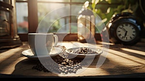 Coffee time in the morning ultra realistic illustration - Generative AI.