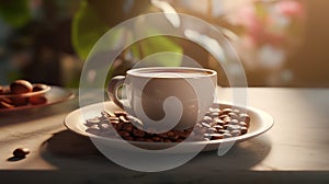 Coffee time in the morning ultra realistic illustration - Generative AI.