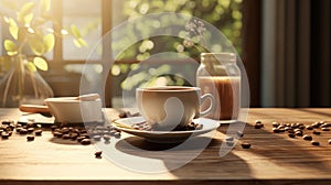Coffee time in the morning ultra realistic illustration - Generative AI.