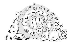 Coffee time poster concept.lettering design elements for cafe decoration and shop advertising.vector illustration