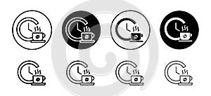 Coffee time vector icon set collection. Coffee time Outline flat Icon
