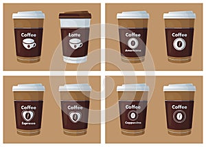 Illustrations for coffee and drinks to go set photo