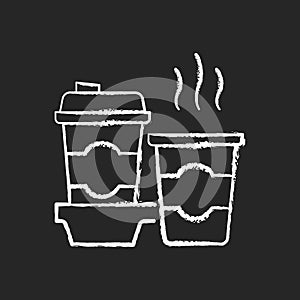 Coffee-to-go chalk white icon on black background