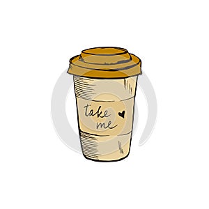 Coffee to go color sketch vector