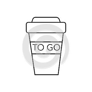 Coffee to go cup vector line icon, sign, illustration on background, editable strokes