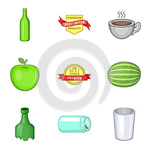 Coffee to go icons set, cartoon style