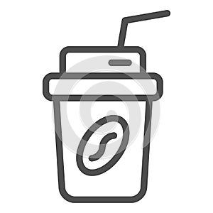 Coffee to go line icon. Coffee takeaway vector illustration isolated on white. Coffee in paper cup outline style design