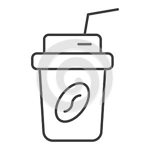 Coffee to go thin line icon. Coffee takeaway vector illustration isolated on white. Coffee in paper cup outline style