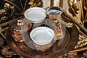 Coffee traditional arabic table appointments - turks and cups