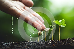 Coffee tree Growing Planting seeds In nature rainy season