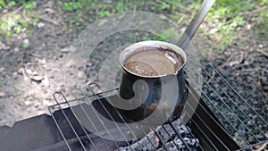 Coffee in the Turk is brewed on an open fire.