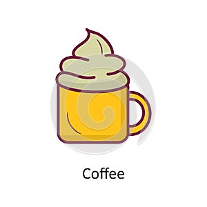 Coffee vector Fill outline Icon Design illustration. Holiday Symbol on White background EPS 10 File