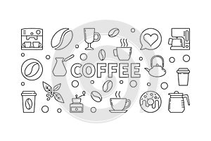 Coffee vector horizontal illustration. Vector concept banner