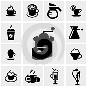 Coffee vector icons set on gray