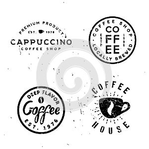 Coffee vintage minimal monochrome badges, retro old-styled labels