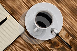 Coffee on vintage wooden table