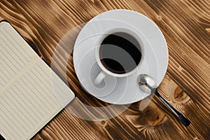 Coffee on vintage wooden table