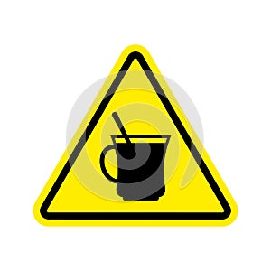Coffee Warning sign yellow. Drinking tea Hazard attention symbol
