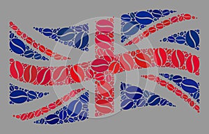 Coffee Waving Great Britain Flag - Mosaic of Coffee Seeds