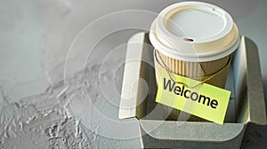 The Coffee with Welcome Note. AI generated
