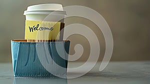 The coffee with welcome note. AI generated