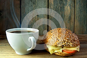 Coffee and wholegrain sandwich roll