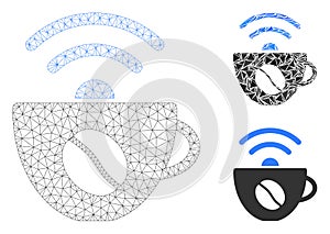 Coffee Wifi Source Vector Mesh Network Model and Triangle Mosaic Icon