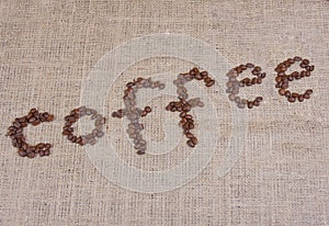 Coffee word with beans