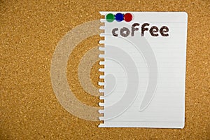 coffee word made from coffee beans on white paper