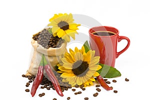 Coffeebeans cup sunflowers 5