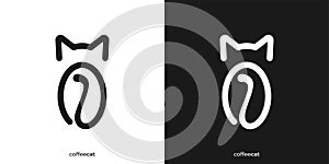 Creative Coffee catLogo. Abstract Cat and Coffee Bean Graphic Icons.