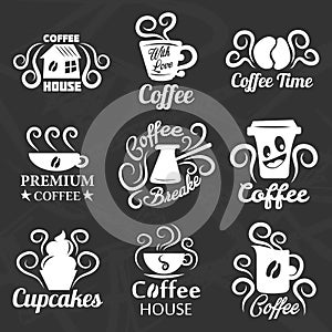 Coffeehouse of coffee shop vector icons templates