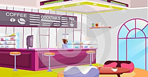 Coffeehouse interior flat vector illustration