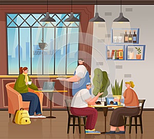 Coffeehouse with Visitors and Clients, Interior