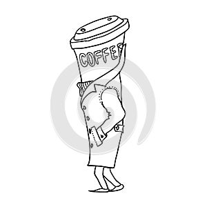 Coffeeman. Cup of coffee. Vector illustration