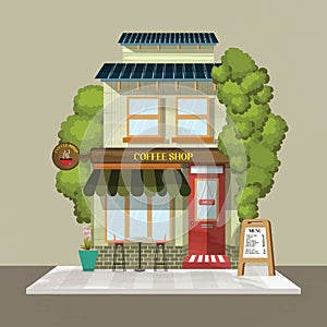 Coffeeshop storefronts illustration