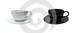 Coffeeâ€‹/teaâ€‹ cupâ€‹ whiteâ€‹ andâ€‹ blackâ€‹ isolatedâ€‹ onâ€‹ whiteâ€‹ background.â€‹