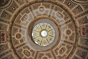 Coffered dome, finely and elegantly decorated, at the Kunst Museum in Vienna.